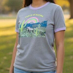 Girl's Arizona Brand Gray T-shirt Force of Nature Unicorn